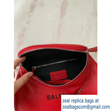 Balenciaga Logo Crossbody Bag with Canvas Strap Red