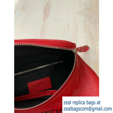 Balenciaga Logo Crossbody Bag with Canvas Strap Red - Click Image to Close