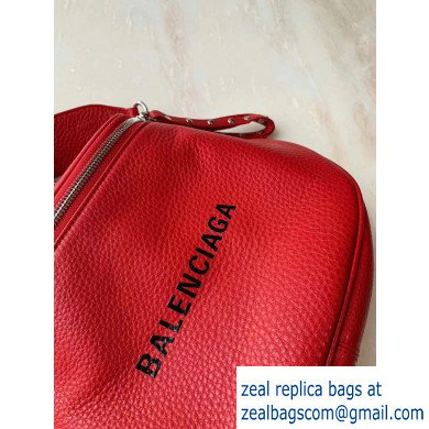 Balenciaga Logo Crossbody Bag with Canvas Strap Red