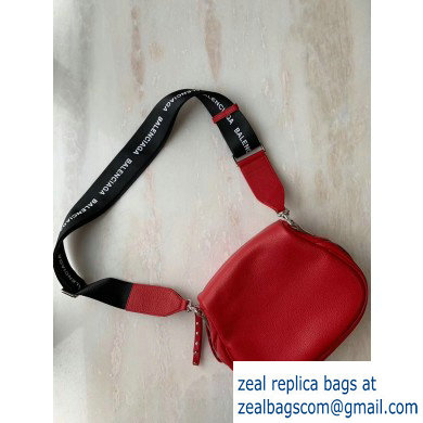 Balenciaga Logo Crossbody Bag with Canvas Strap Red