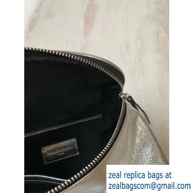 Balenciaga Logo Crossbody Bag with Canvas Strap Silver