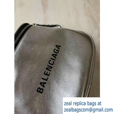 Balenciaga Logo Crossbody Bag with Canvas Strap Silver