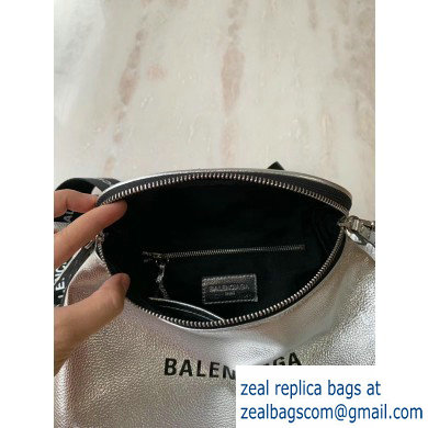 Balenciaga Logo Crossbody Bag with Canvas Strap Silver - Click Image to Close