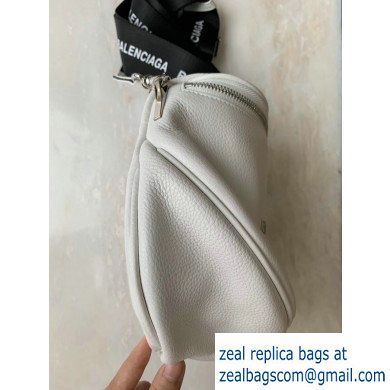 Balenciaga Logo Crossbody Bag with Canvas Strap White