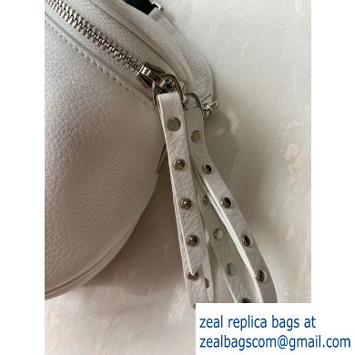 Balenciaga Logo Crossbody Bag with Canvas Strap White