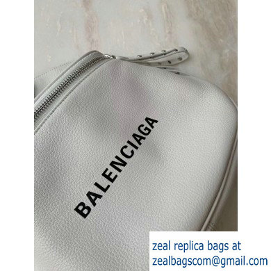 Balenciaga Logo Crossbody Bag with Canvas Strap White