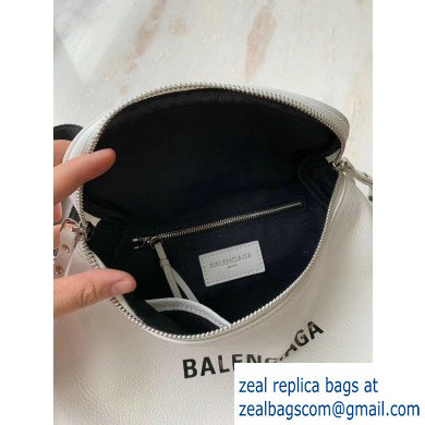 Balenciaga Logo Crossbody Bag with Canvas Strap White