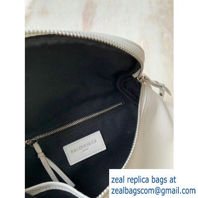 Balenciaga Logo Crossbody Bag with Canvas Strap White