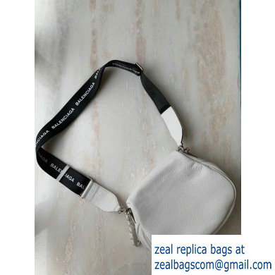 Balenciaga Logo Crossbody Bag with Canvas Strap White