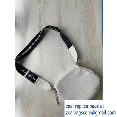 Balenciaga Logo Crossbody Bag with Canvas Strap White