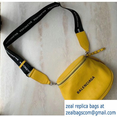 Balenciaga Logo Crossbody Bag with Canvas Strap Yellow - Click Image to Close