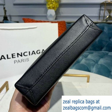 Balenciaga Logo Grained Calfskin Pouch Clutch Bag Black