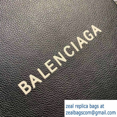 Balenciaga Logo Grained Calfskin Pouch Clutch Bag Black