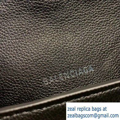 Balenciaga Logo Grained Calfskin Pouch Clutch Bag Black - Click Image to Close