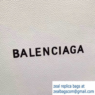 Balenciaga Logo Grained Calfskin Pouch Clutch Bag White