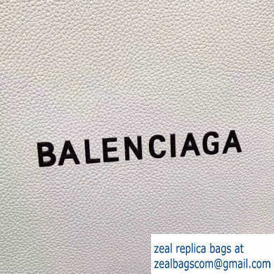 Balenciaga Logo Grained Calfskin Pouch Clutch Bag White - Click Image to Close