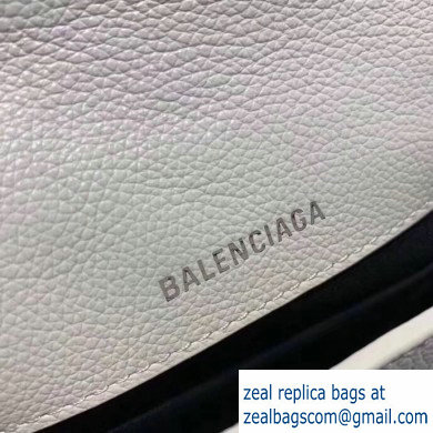 Balenciaga Logo Grained Calfskin Pouch Clutch Bag White