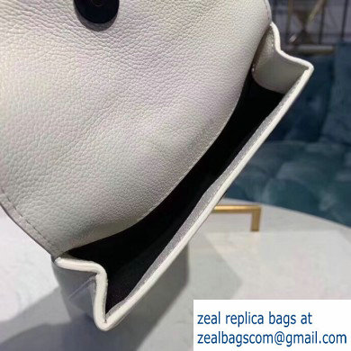 Balenciaga Logo Grained Calfskin Pouch Clutch Bag White