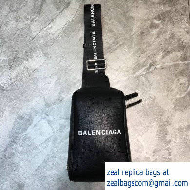 Balenciaga Logo Leather Shoulder Chest Bag Black - Click Image to Close