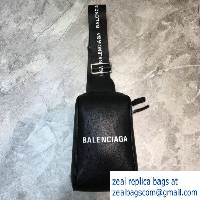 Balenciaga Logo Leather Shoulder Chest Bag Black