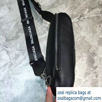 Balenciaga Logo Leather Shoulder Chest Bag Black - Click Image to Close