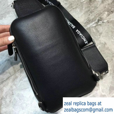 Balenciaga Logo Leather Shoulder Chest Bag Black - Click Image to Close