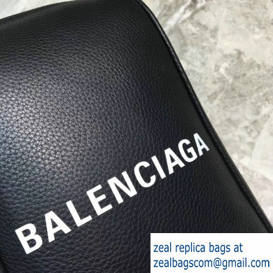 Balenciaga Logo Leather Shoulder Chest Bag Black - Click Image to Close