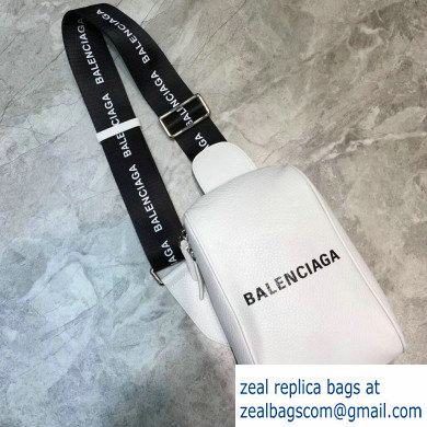 Balenciaga Logo Leather Shoulder Chest Bag White - Click Image to Close