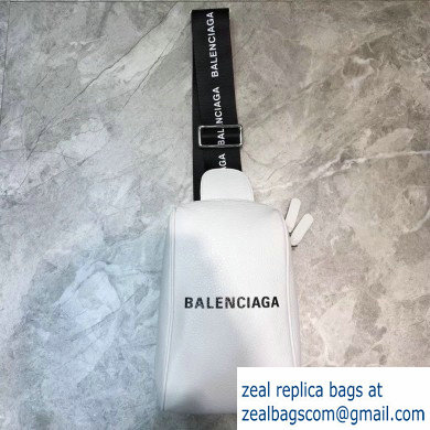 Balenciaga Logo Leather Shoulder Chest Bag White