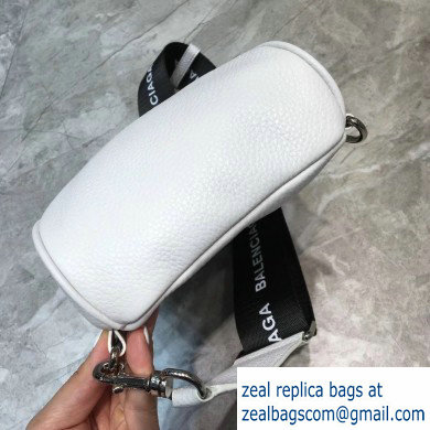 Balenciaga Logo Leather Shoulder Chest Bag White - Click Image to Close