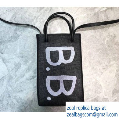 Balenciaga North-South Mini Shopping Phone Holder Bag B.B. Black - Click Image to Close