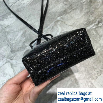Balenciaga North-South Mini Shopping Phone Holder Bag in Patent Calfskin Black