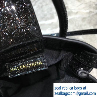 Balenciaga North-South Mini Shopping Phone Holder Bag in Patent Calfskin Black