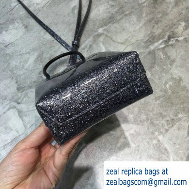 Balenciaga North-South Mini Shopping Phone Holder Bag in Patent Calfskin Gray