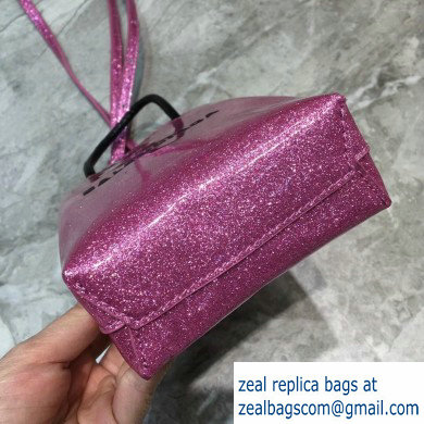 Balenciaga North-South Mini Shopping Phone Holder Bag in Patent Calfskin Pink