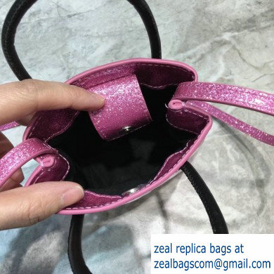 Balenciaga North-South Mini Shopping Phone Holder Bag in Patent Calfskin Pink - Click Image to Close