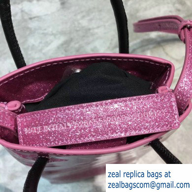 Balenciaga North-South Mini Shopping Phone Holder Bag in Patent Calfskin Pink - Click Image to Close