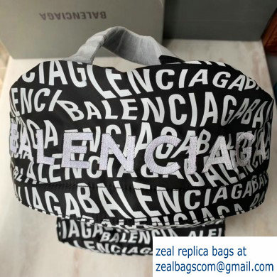 Balenciaga Nylon Explorer Large Backpack Bag All Over Logo Black/White