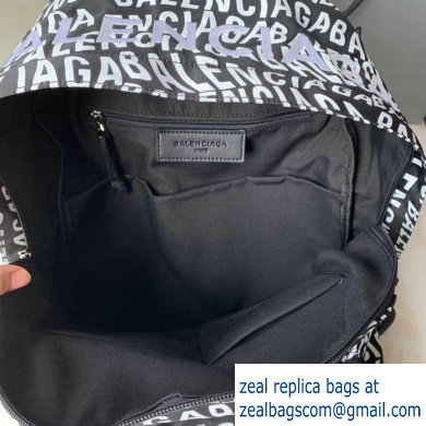 Balenciaga Nylon Explorer Large Backpack Bag All Over Logo Black/White