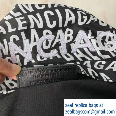 Balenciaga Nylon Explorer Large Backpack Bag All Over Logo Black/White - Click Image to Close