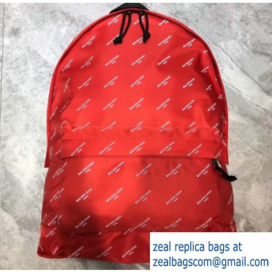 Balenciaga Nylon Explorer Large Backpack Bag All Over Logo Red