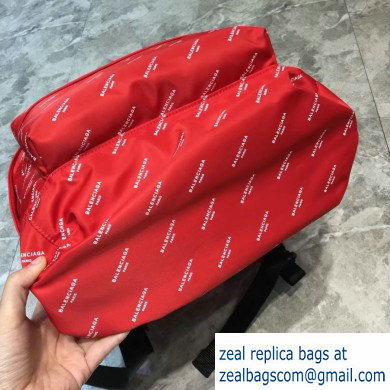 Balenciaga Nylon Explorer Large Backpack Bag All Over Logo Red