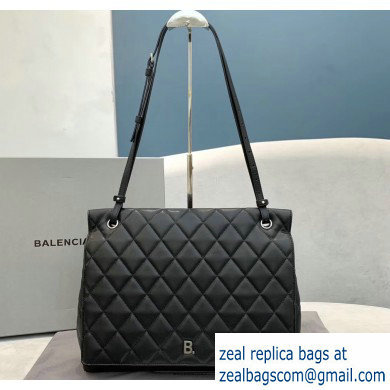 Balenciaga Quilting B. Shoulder Bag in Nappa Calfskin Black