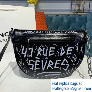 Balenciaga Souvenirs XXS Belt Pack Bag Graffiti Paris Black/White - Click Image to Close