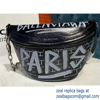 Balenciaga Souvenirs XXS Belt Pack Bag Graffiti Paris Black/White - Click Image to Close