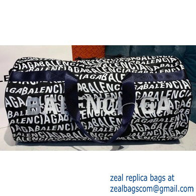 Balenciaga Wheel Gym Duffle Travel Bag All Over Logo Black/White - Click Image to Close