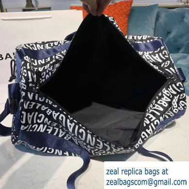 Balenciaga Wheel Gym Duffle Travel Bag All Over Logo Black/White - Click Image to Close