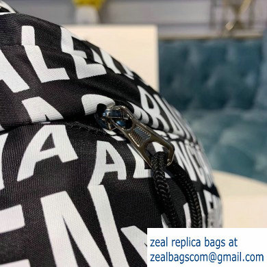 Balenciaga Wheel Logo Nylon Belt Pack Bag All Over Logo Black/White