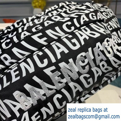 Balenciaga Wheel Logo Nylon Belt Pack Bag All Over Logo Black/White - Click Image to Close