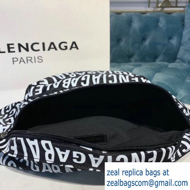 Balenciaga Wheel Logo Nylon Belt Pack Bag All Over Logo Black/White